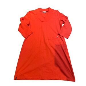 Tyler Boe Orange V Neck 3/4 Sleeve Shift Dress With Pocket Size L